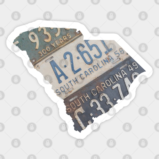 Vintage South Carolina License Plates Sticker by juniperandspruce